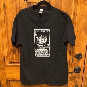 Black Graphic T-Shirt with Owl Design